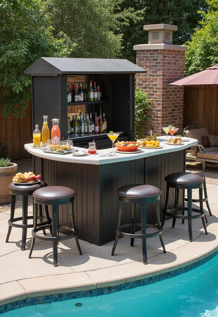 15 Luxurious Backyard Pool Decor Ideas to Transform Your Space into a Paradise 7 15 Luxurious Backyard Pool Decor Ideas to Transform Your Space into a Paradise! - 6. Stylish Poolside Bar